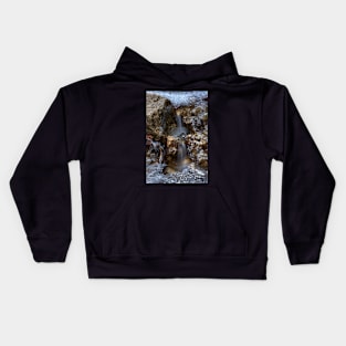 Mountain river on wintertime Kids Hoodie